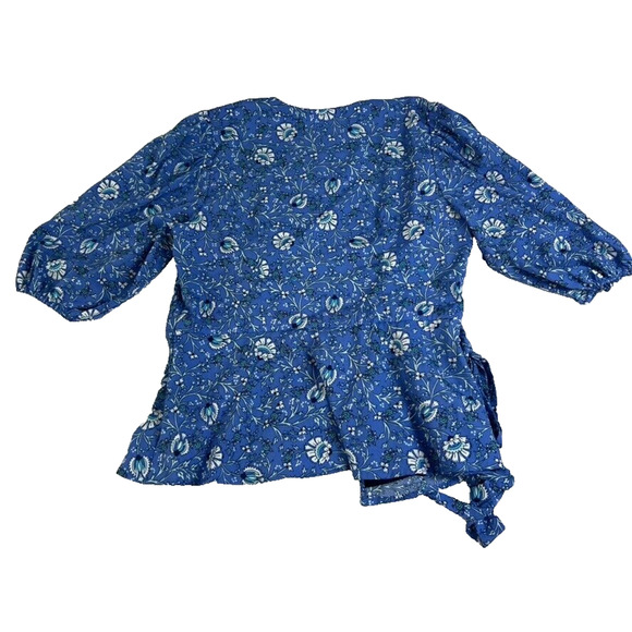 Wayward Fancies eShakti Custom Mini Dress Womens Small Floral Blue Wrap Belted - Picture 2 of 7